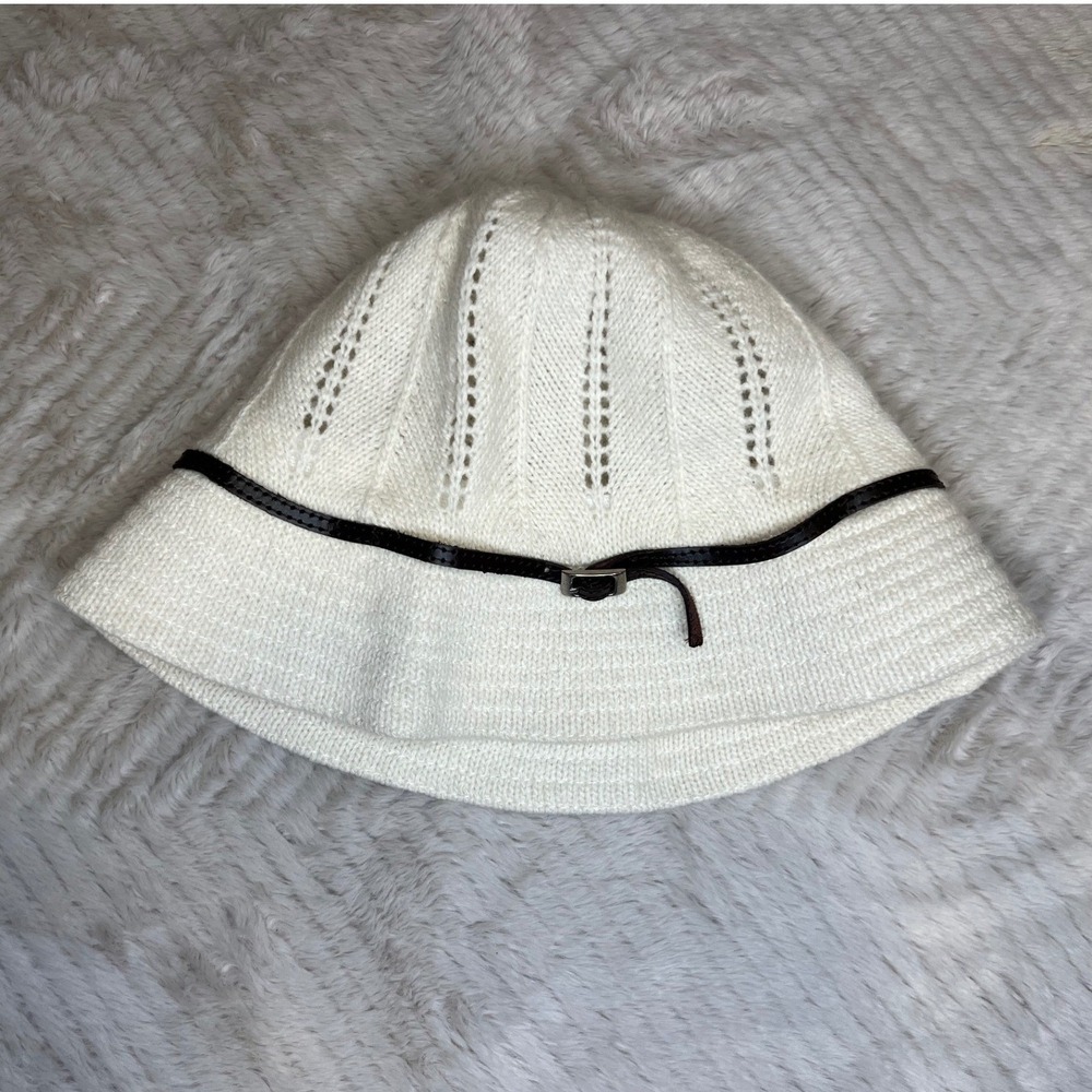 Banana Republic Womens Knit Bucket Hat Wool Cashmere Blend Ivory M/L